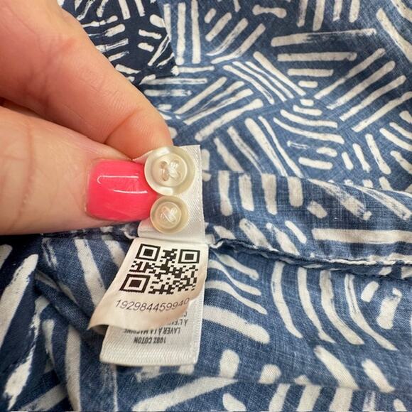 Bonobos Slim Medium Short Sleeve Blue Geometric Collared Shirt - Picture 9 of 10